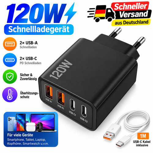 120w usb ladegerät - ladegerät, 4-port